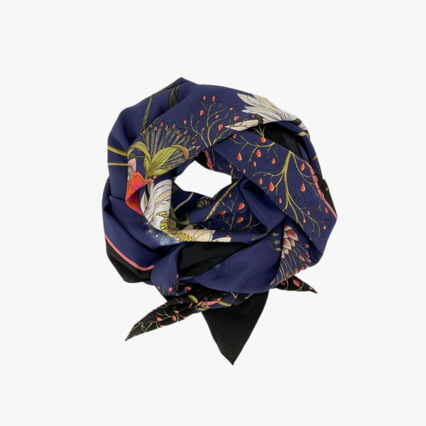 FOULARD FLOWER, BLAU, SEIDE