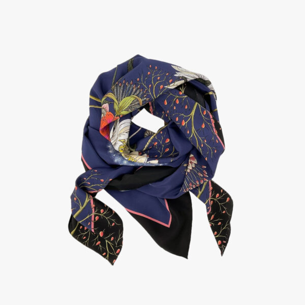 FOULARD FLOWER, BLAU, SEIDE