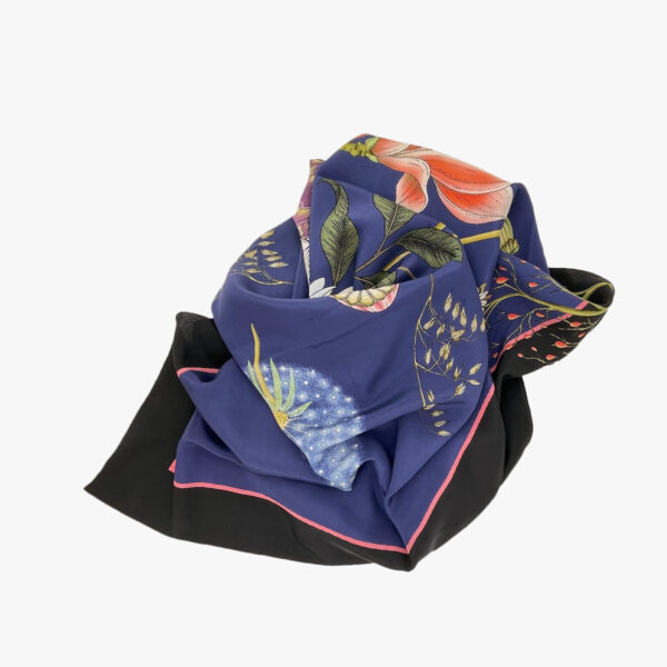 FOULARD FLOWER, BLAU, SEIDE