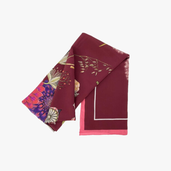 FOULARD FLOWER, ROT, SEIDE