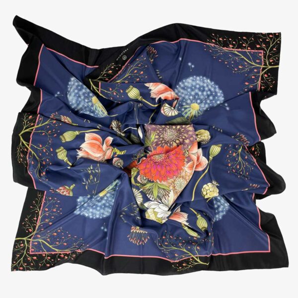 FREIFORM FOULARD, FLOWER, BLAU