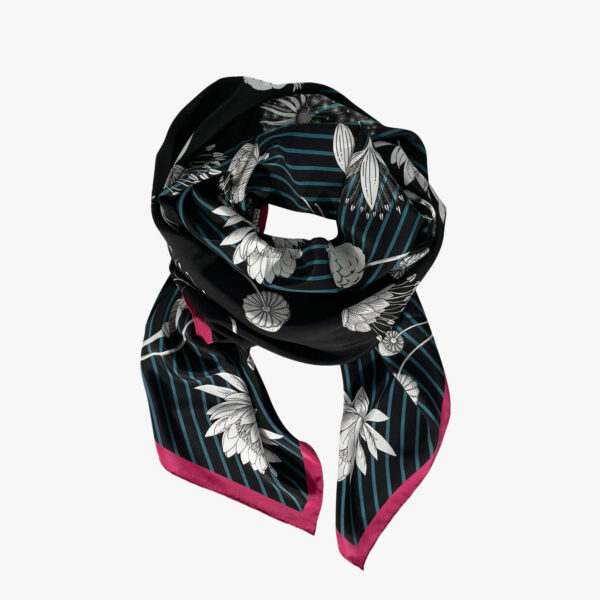 FOULARD FLOW, SCHWARZ, 132 CM X 132 CM, SEIDE