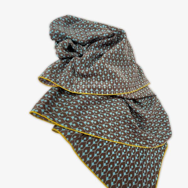 FOULARD GEO-1, BRAUN/BLAU, SEIDE