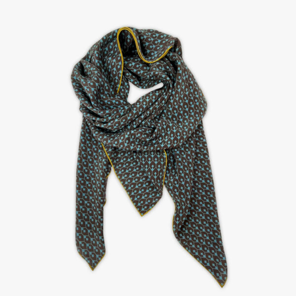 FOULARD GEO-1, BRAUN/BLAU, SEIDE