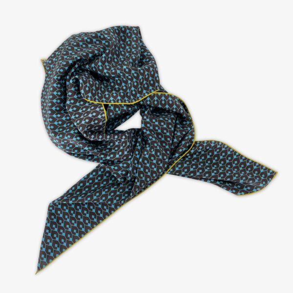 FOULARD GEO-1, BRAUN/BLAU, SEIDE