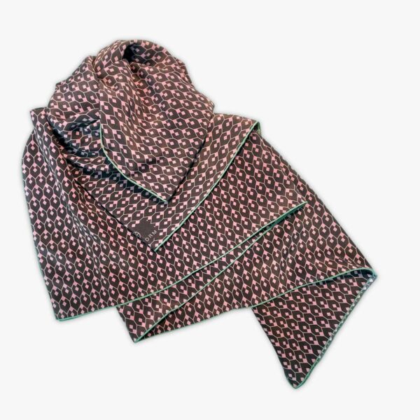 FOULARD GEO-1, FLAMINGO/BRAUN, SEIDE