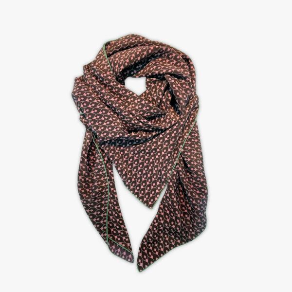 FOULARD GEO-1, FLAMINGO/BRAUN, SEIDE