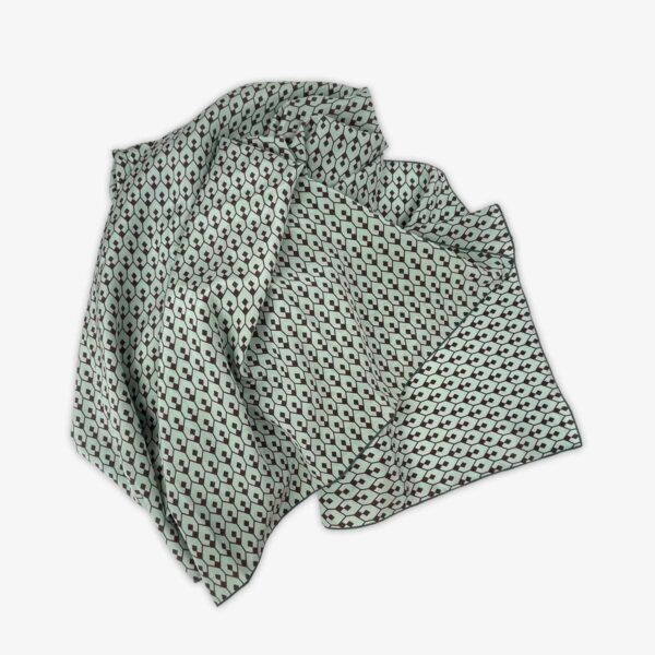 FOULARD GEO-1, MINTGRUEN/BRAUN, SEIDE