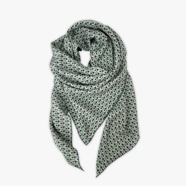 FOULARD GEO-1, MINTGRUEN/BRAUN, SEIDE