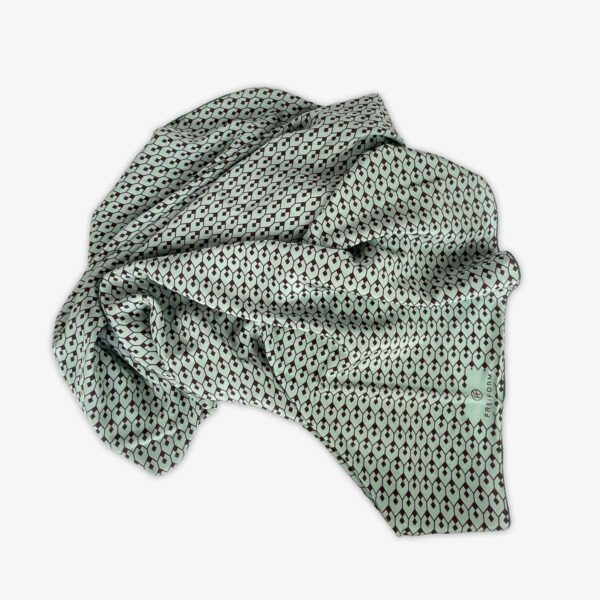 FOULARD GEO-1, MINTGRUEN/BRAUN, SEIDE