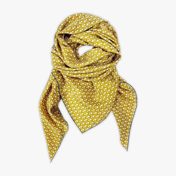 FOULARD GEO-1, OLIV/BEIGE, SEIDE