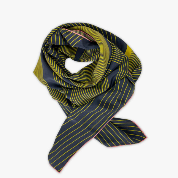 FOULARD WAVE, DUNKELBLAU/GELB, SEIDE