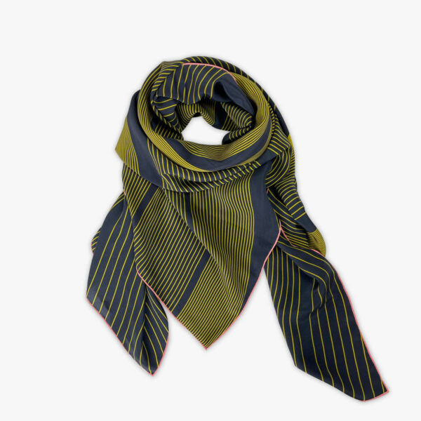 FOULARD WAVE, DUNKELBLAU/GELB, SEIDE