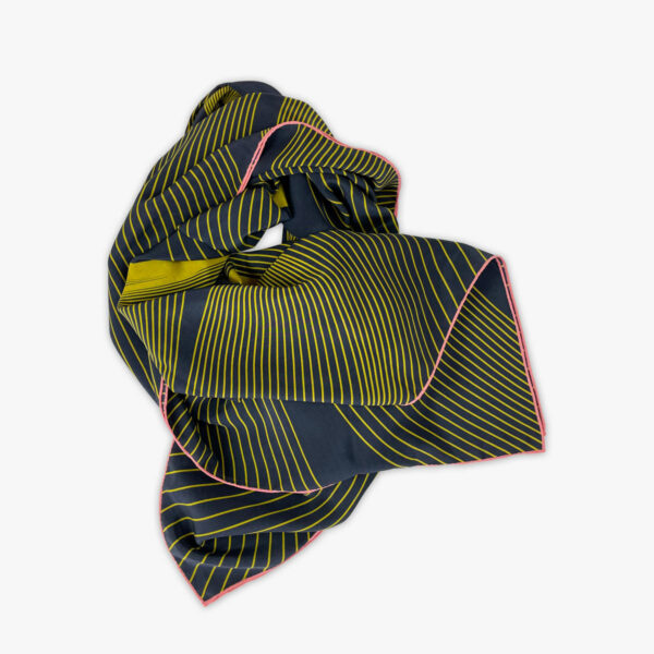 FOULARD WAVE, DUNKELBLAU/GELB, SEIDE