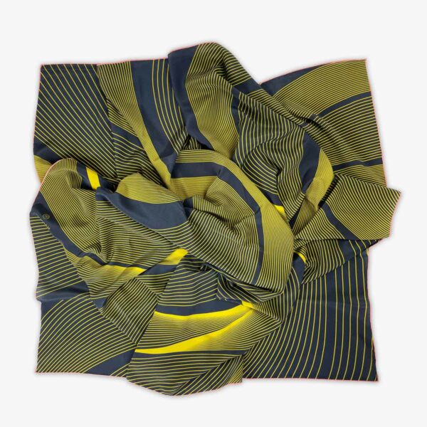 FOULARD WAVE, DUNKELBLAU/GELB, SEIDE