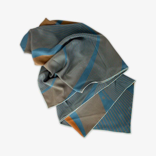 FOULARD WAVE, PETROL/BRAUN, SEIDE