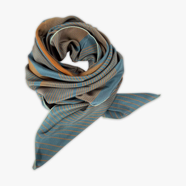 FOULARD WAVE, PETROL/BRAUN, SEIDE