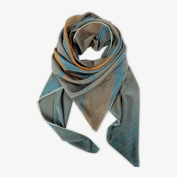 FOULARD WAVE, PETROL/BRAUN, SEIDE