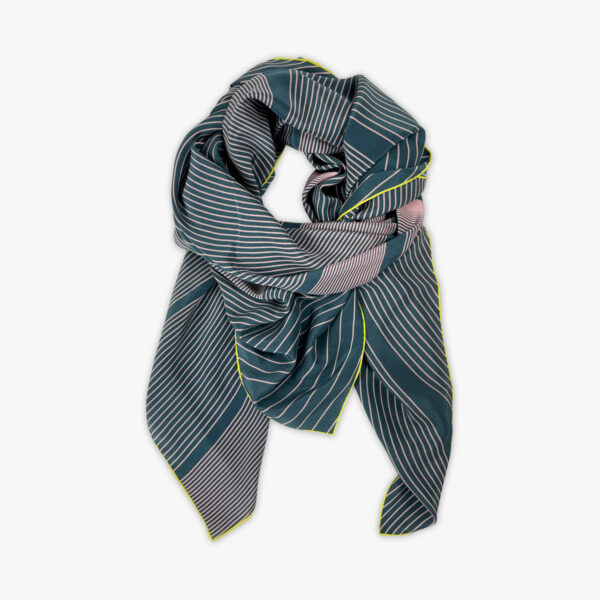 FOULARD WAVE, PETROL/ROSA, SEIDE