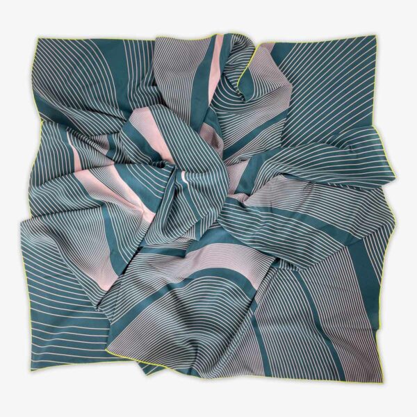 FOULARD WAVE, PETROL/ROSA, SEIDE